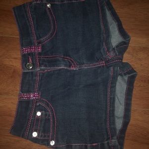 <3 Shorts with pink rhinestones